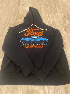 Ford Black Hoodie with Blue Car and Orange Logo